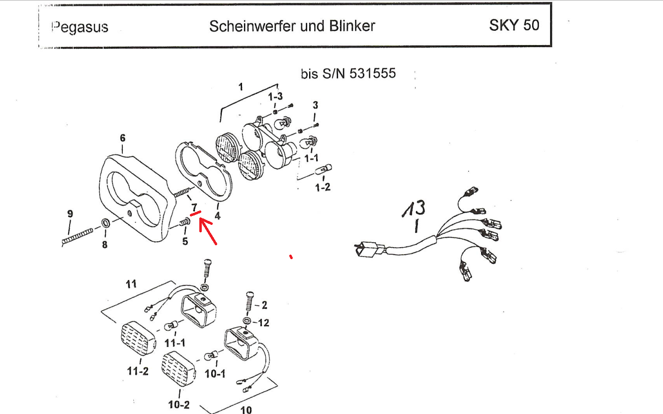 Pegasus SKY 50 ORIGINAL Scheinwerferfeder NEU BH117SP01 TGB (40-23)