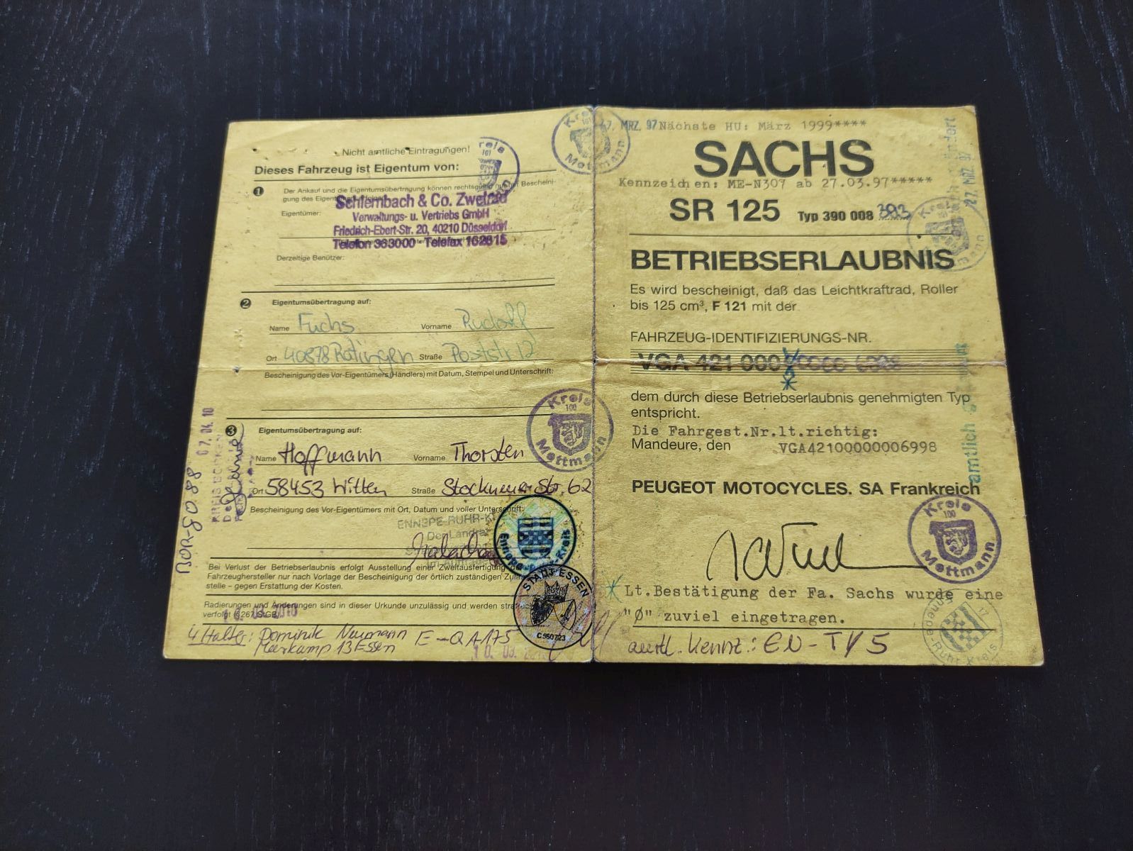 Sachs SR 125- original Papiere Betriebserlaubnis ! -- (36)
