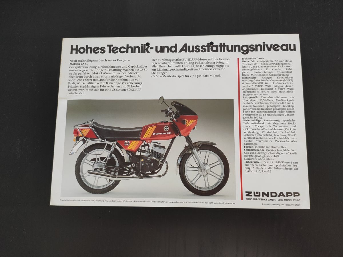 Zündapp CS50 - original Werbeblatt Prospekt Werbung Rarität Sammler ! -- (31)