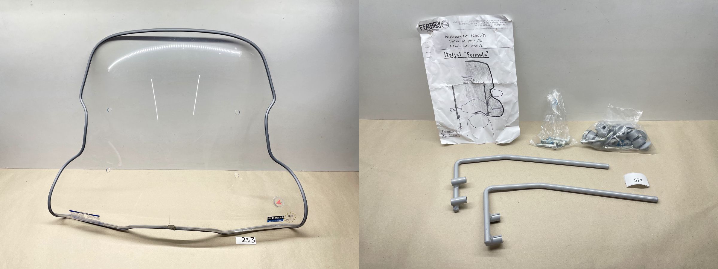 Italjet Formula 50 125  Fabbri Windschild NEU + Halterung Windschutzscheibe (102)-Copy