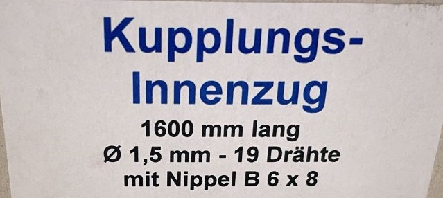2x Kupplungszug / Bremszug 1,5 x 1600mm Nippel B 6x8 Kreidler Zündapp Hercules (94-538)