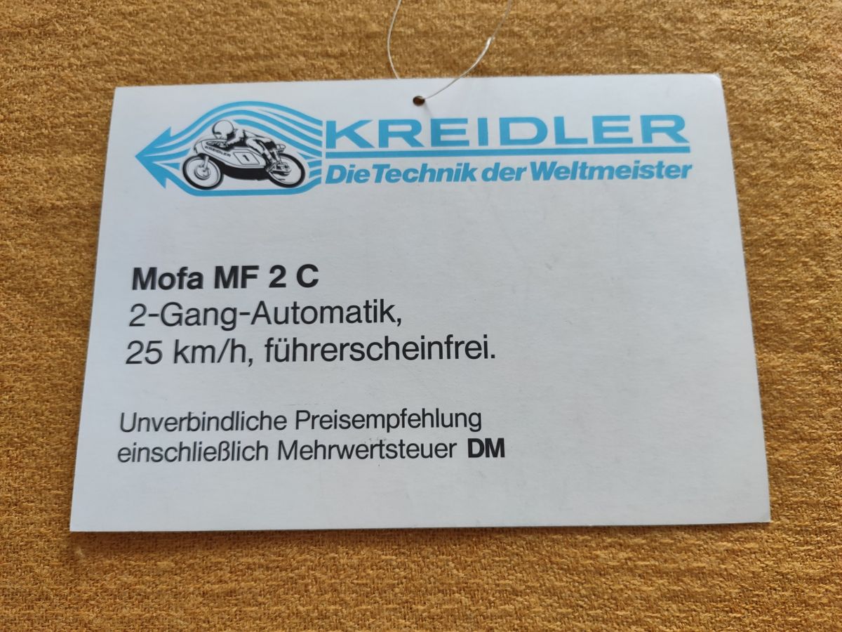 Kreidler MF2 C - original Preisschild DM Rarität Sammler ! -- (31)