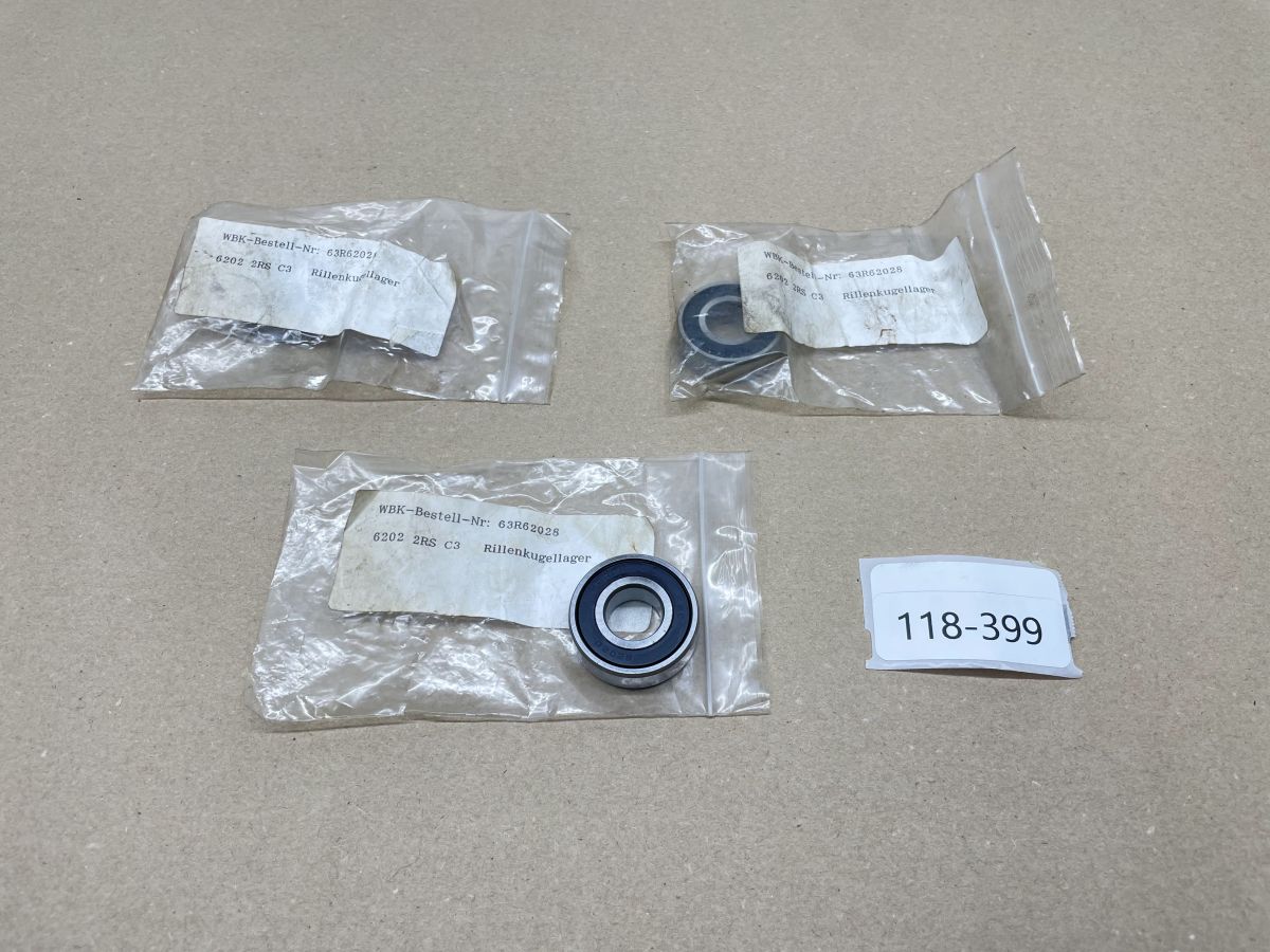 3x Kugellager 6202 2RS C3 / 15 x 35 x 11 mm / erhöhte Lagerluft NEU (118-17)