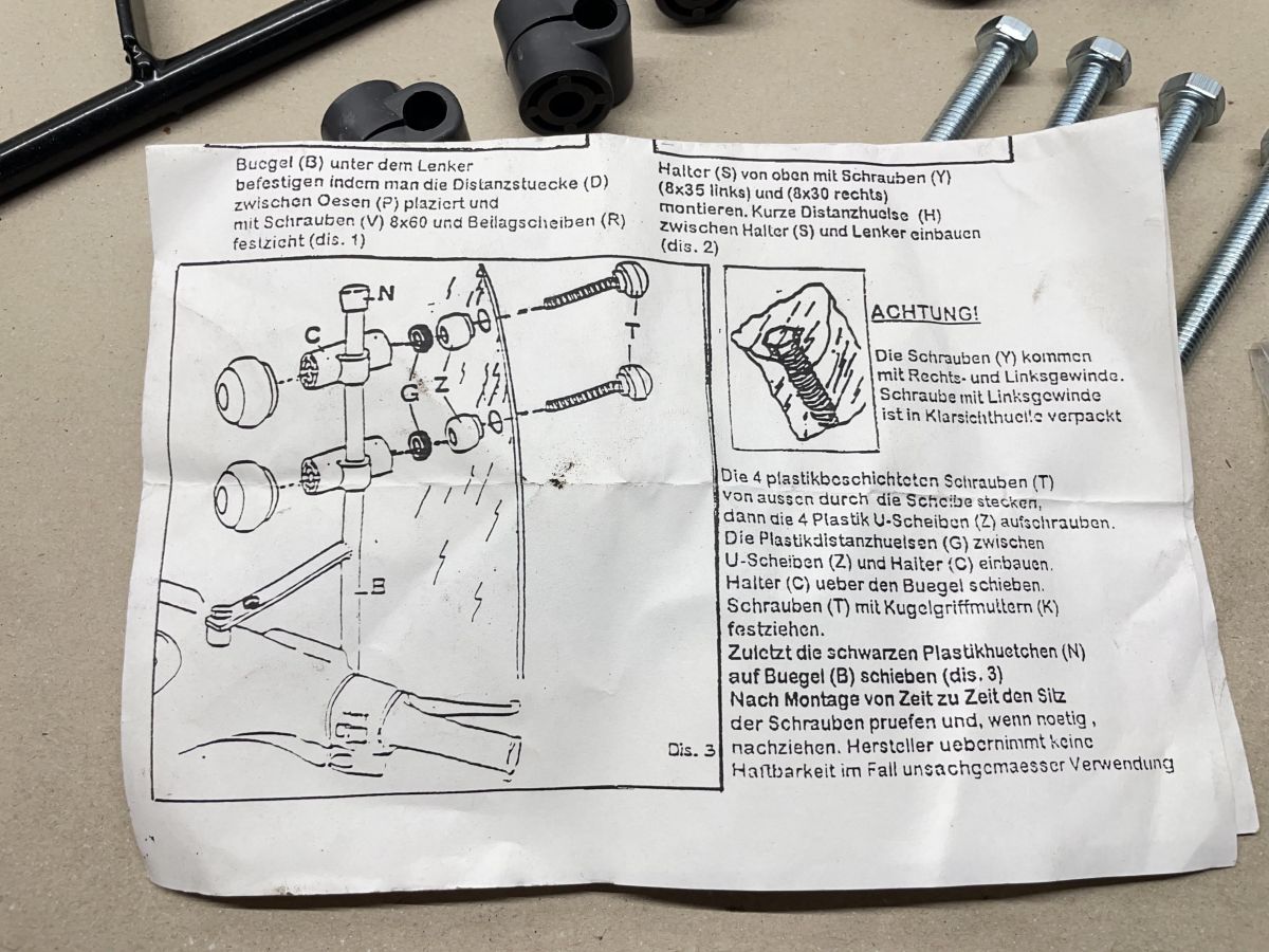 Atala Hacker 50 - Halterung Windschild NEU Windschutzscheibe Halter  (102-2)