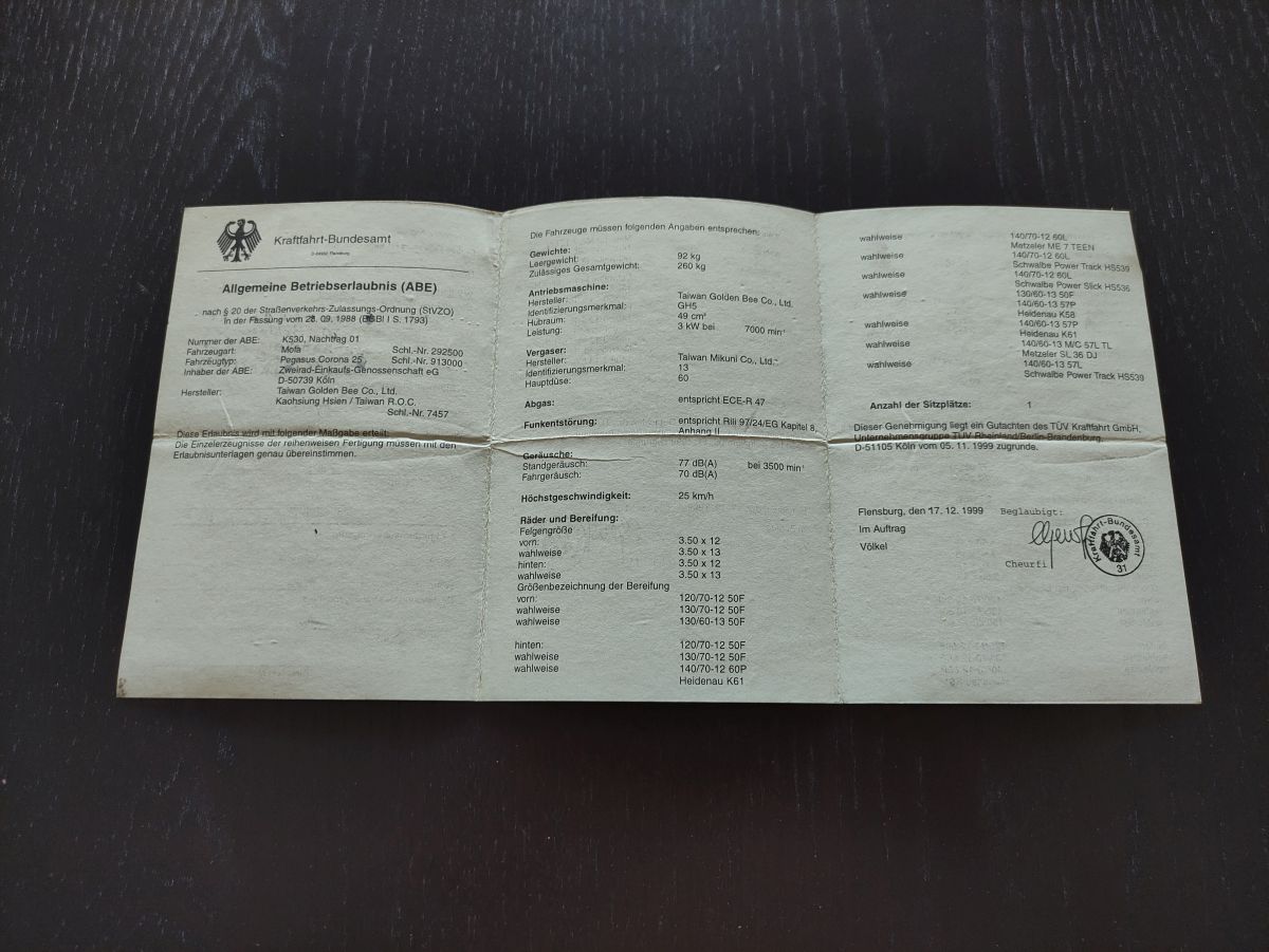 Pegasus Corona 25- originale Papiere Betriebserlaubnis ! -- (36)