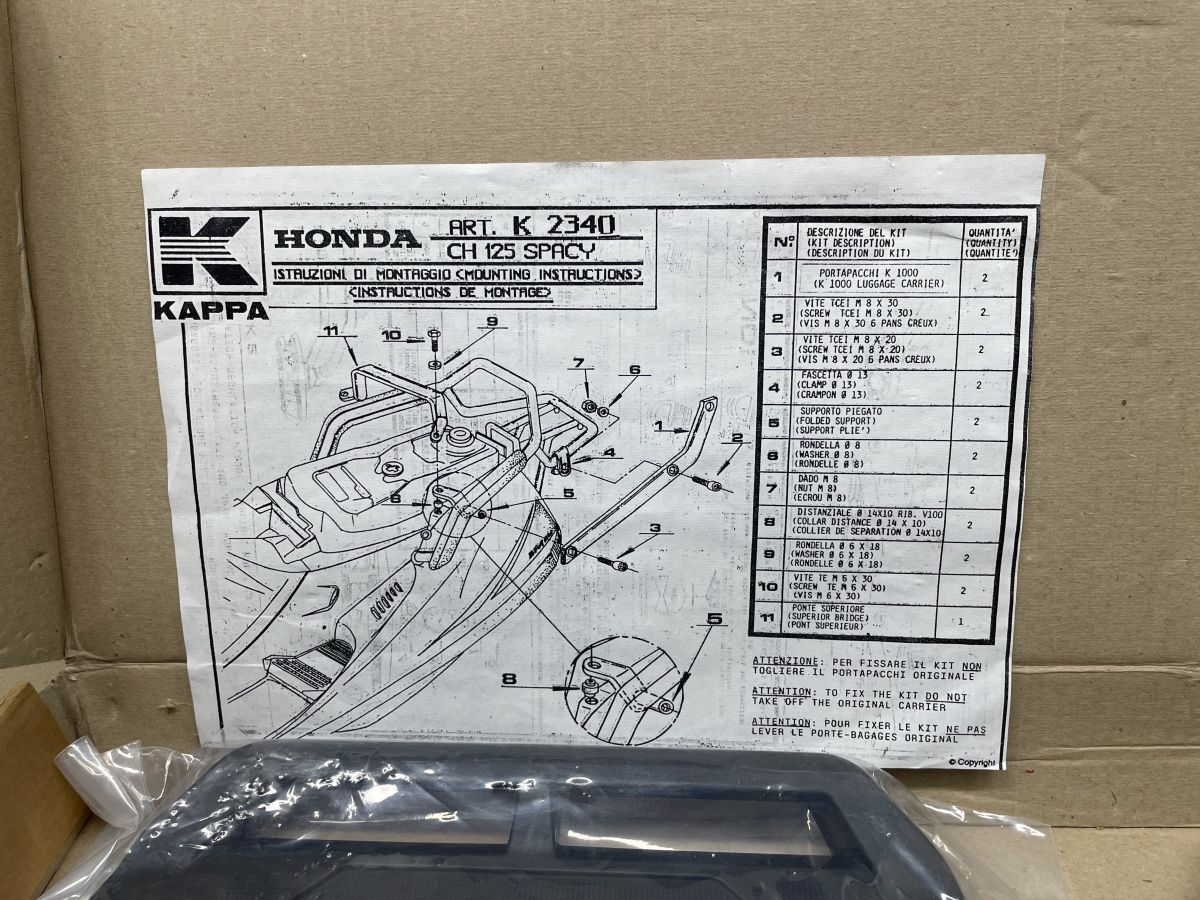 Honda Spacy CH 125 - Kappa Topcase Halterung Koffer NOS suitcase holder (118-17)