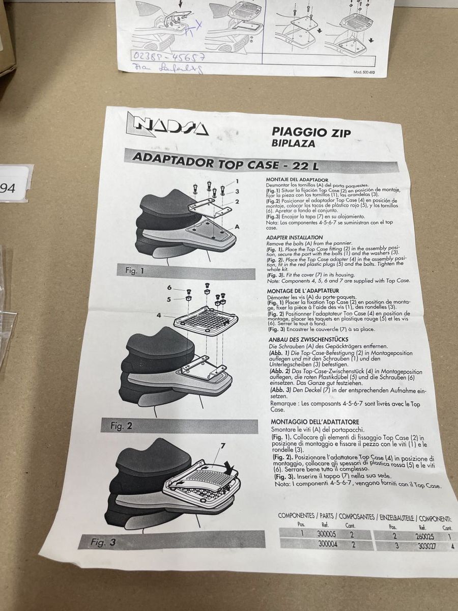 Piaggio Zip - SHAD Halteplatte Topcaseträger Koffer Grundplatte Adapter (118-16)