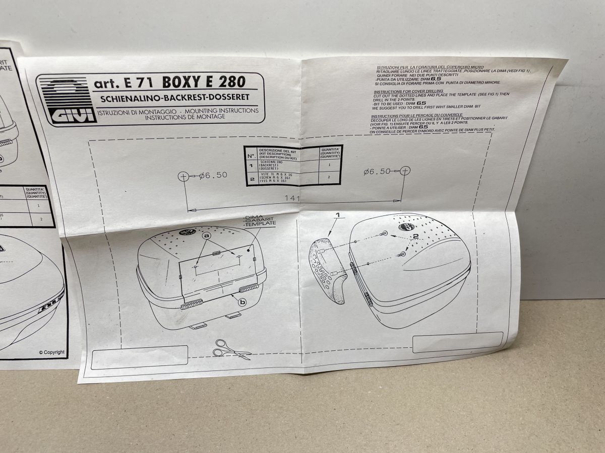 Givi Rückenpolster E71 für BOXY E 280 NEU Rückenlehne Roller Motorrad (102-RU)