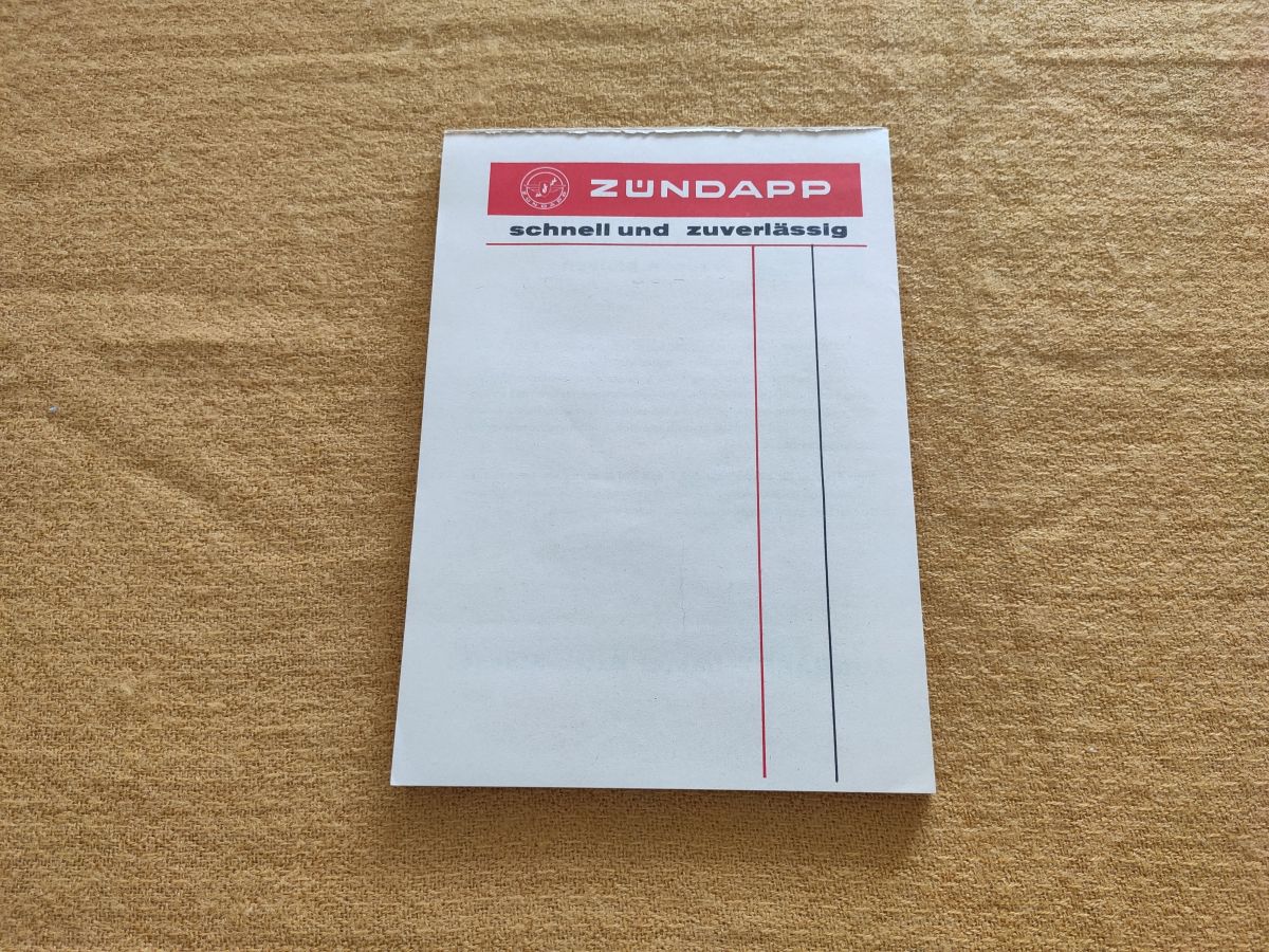 Zündapp - original Notizblock Schreibblock Rarität ! -- (31)