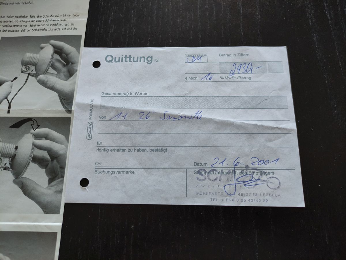 Saxonette Classic - Kaufquittung + Scheinwerfer Montageanleitung Lumotec! (36)