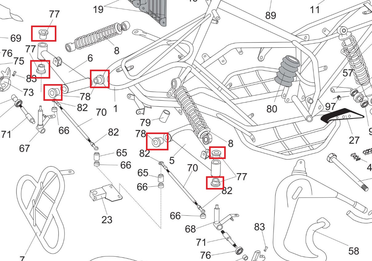 LEM Condor / Cayman - 2x Buchse Vorderradaufhängung Achse Front Suspension Bush (118-8)