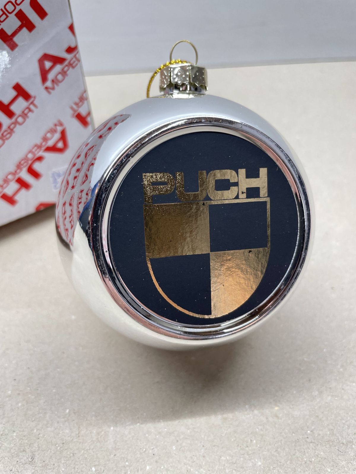 Weihnachtskugel mit Puch Logo Weihnachten Maxi X50 Monza Imola Cobra Ranger (94K)
