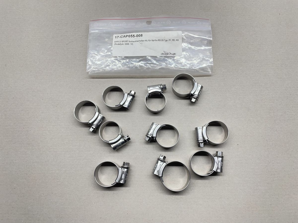 Aprilia RS125 Modelljahr 2005-2012 SAMCO SPORT Schlauchschellen Kit NEU (94-179)