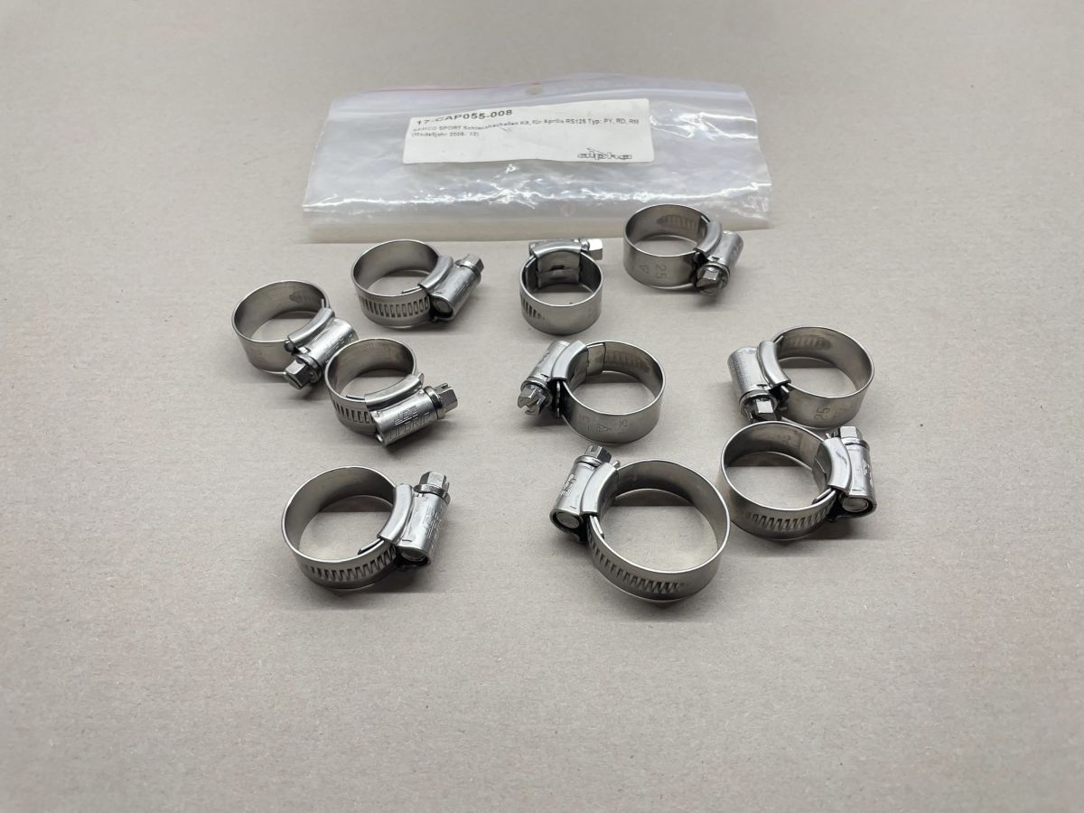 Aprilia RS125 Modelljahr 2005-2012 SAMCO SPORT Schlauchschellen Kit NEU (94-179)