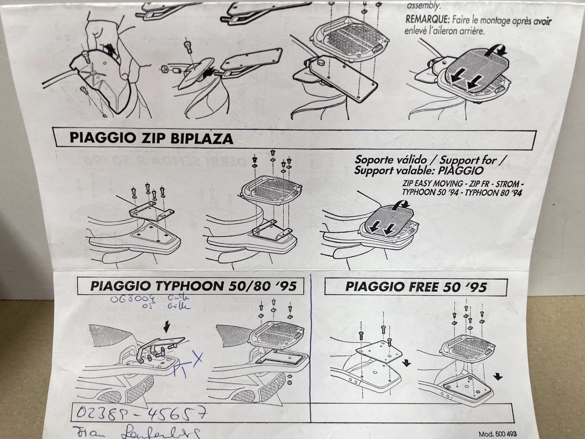 Piaggio Zip - SHAD Halteplatte Topcaseträger Koffer Grundplatte Adapter (118-16)