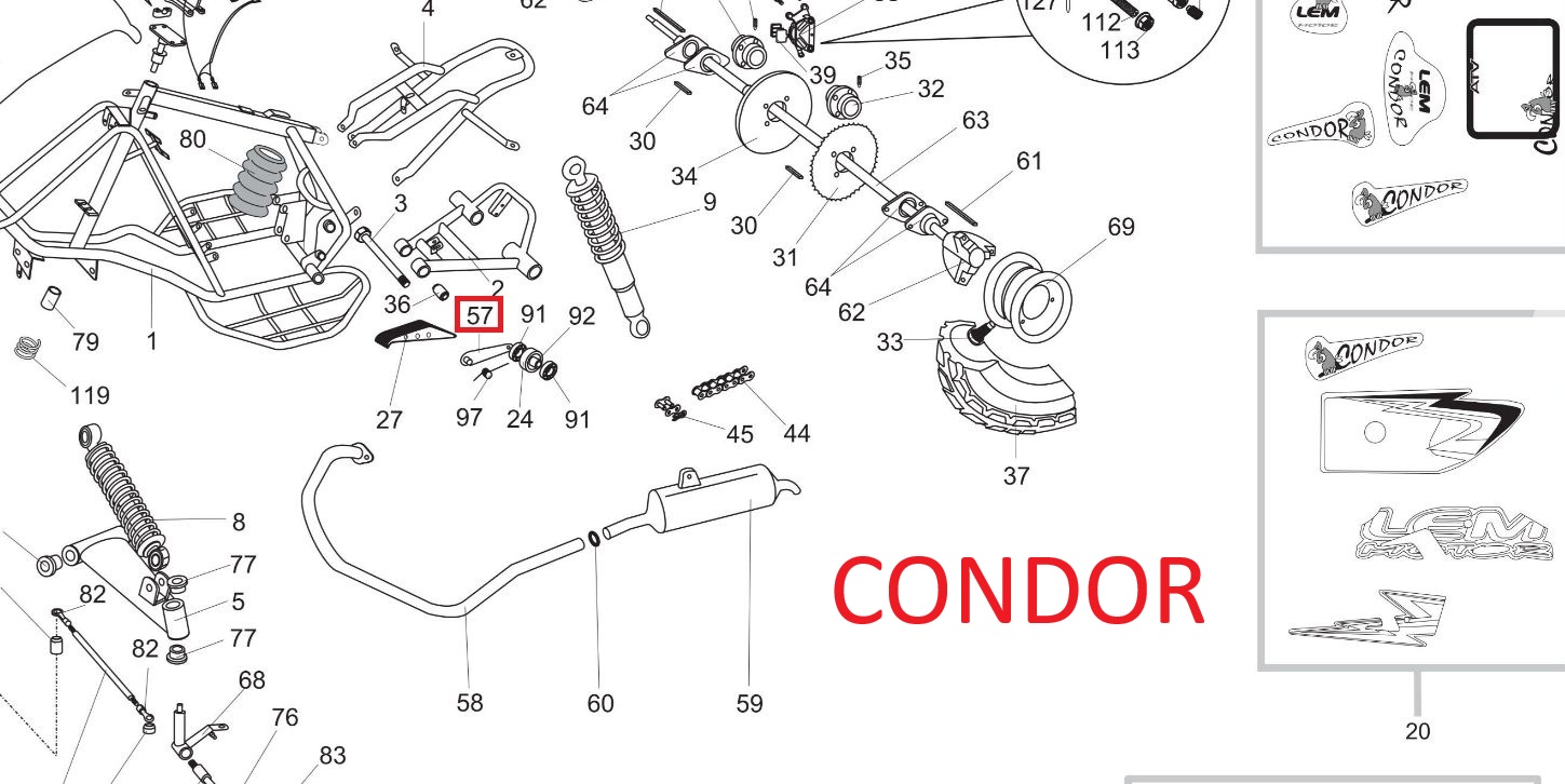 LEM Condor / Cayman - 4x Kettenspanner chain adjuster tenditore catena  (118-19)