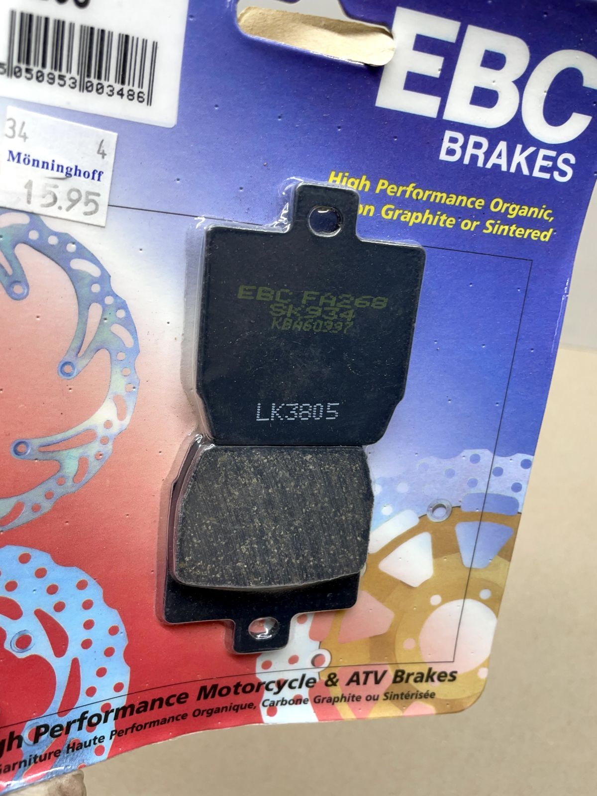 MBK Nitro YQ50 - Bremsbeläge hinten EBC FA268 NEU  (39-16)
