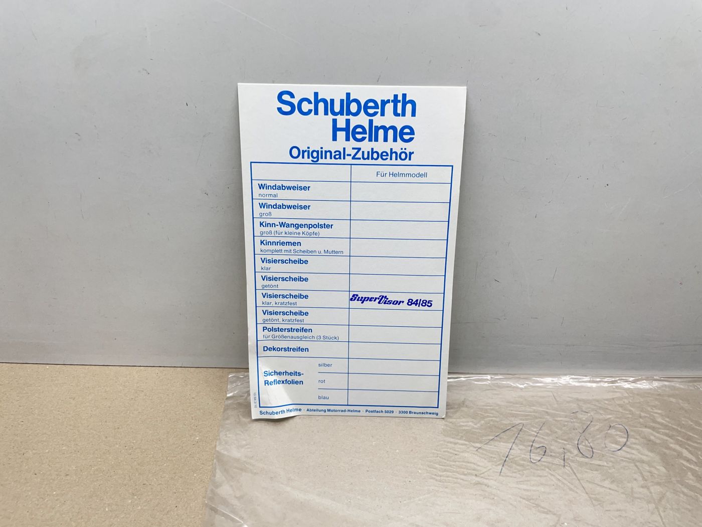 Schuberth Visier Super Visor 84/85 Klar NOS Visierscheibe Helmvisier (106)