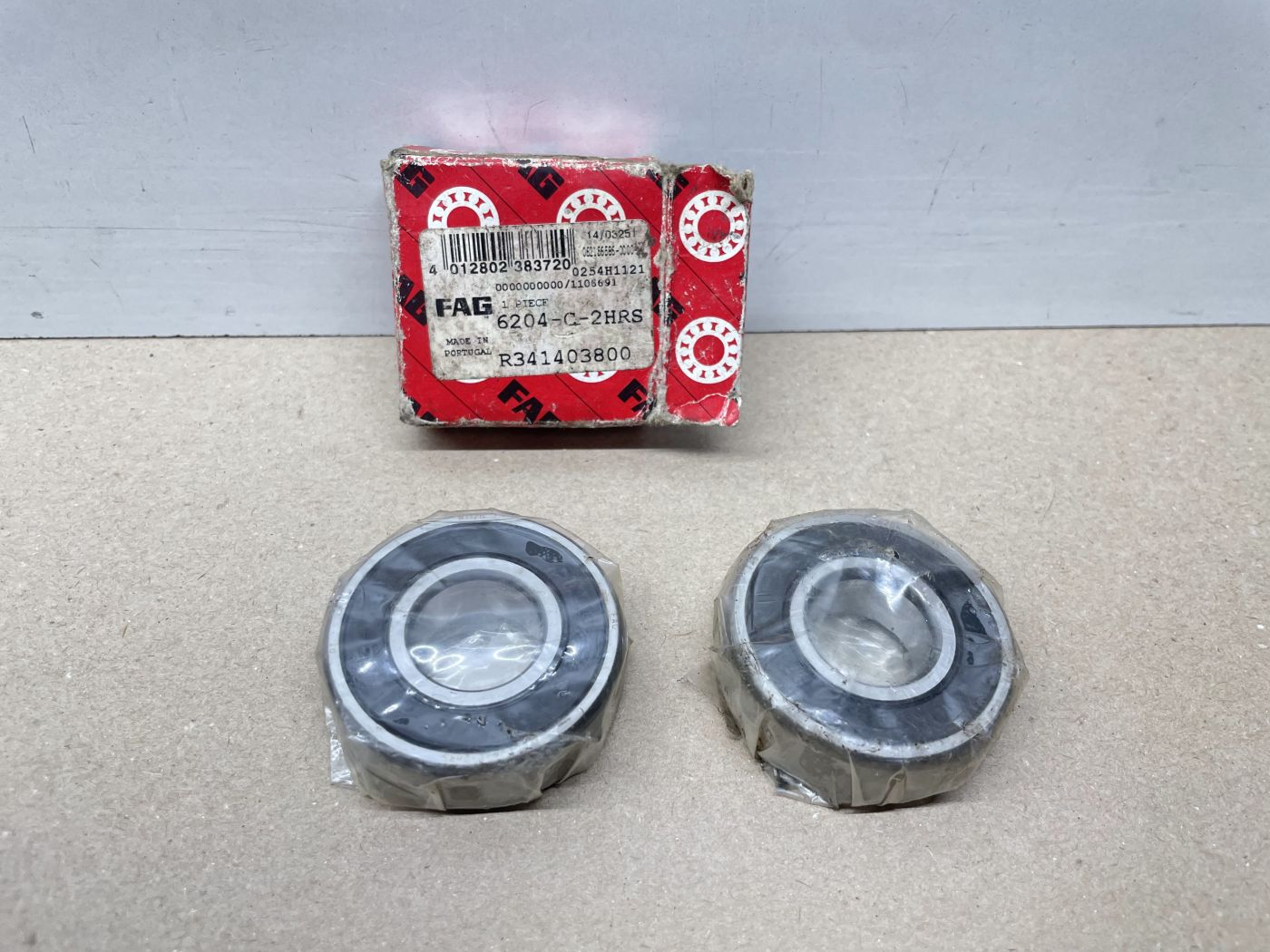 2x Kugellager FAG 6204-C-2HRS / Markenware / 20 x 47 x 14 mm NEU (109-1)