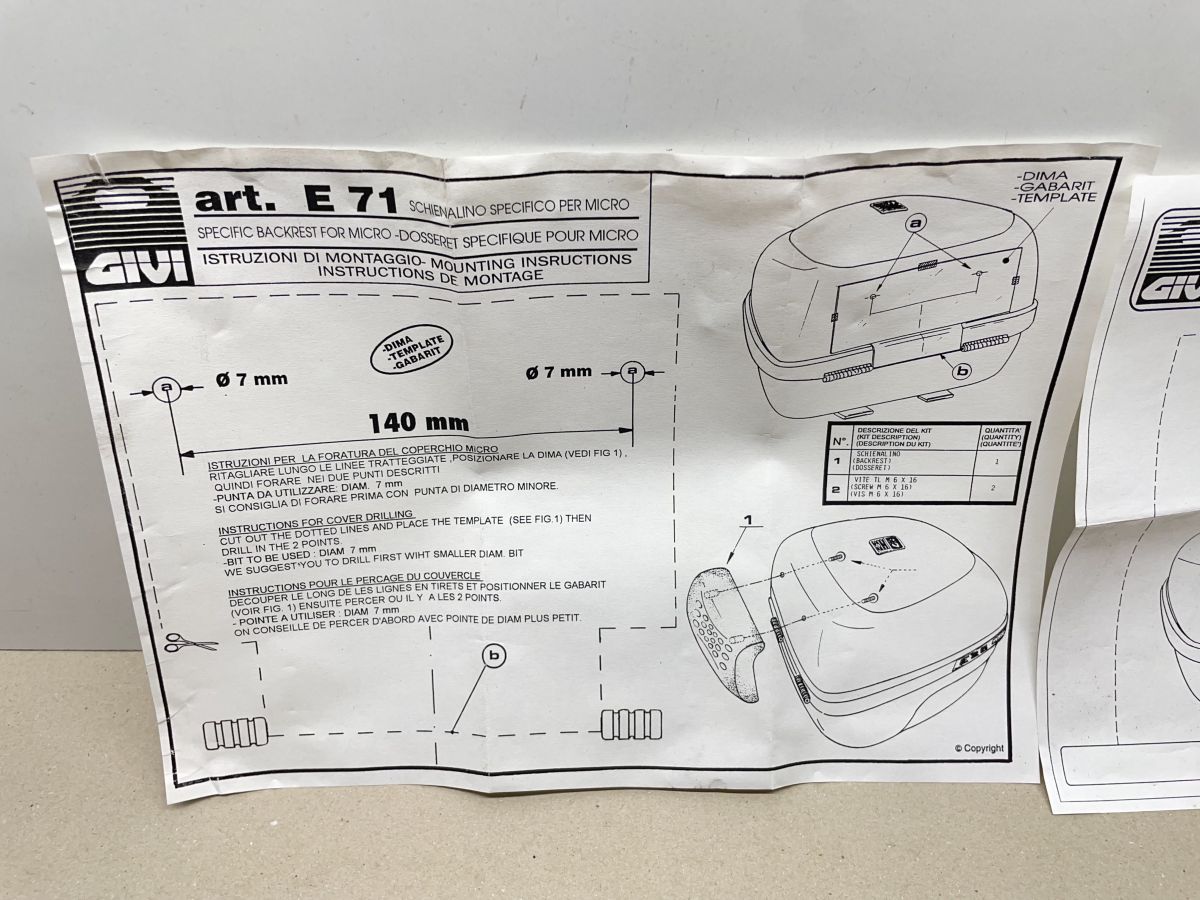Givi Rückenpolster E71 für BOXY E 280 NEU Rückenlehne Roller Motorrad (102-RU)