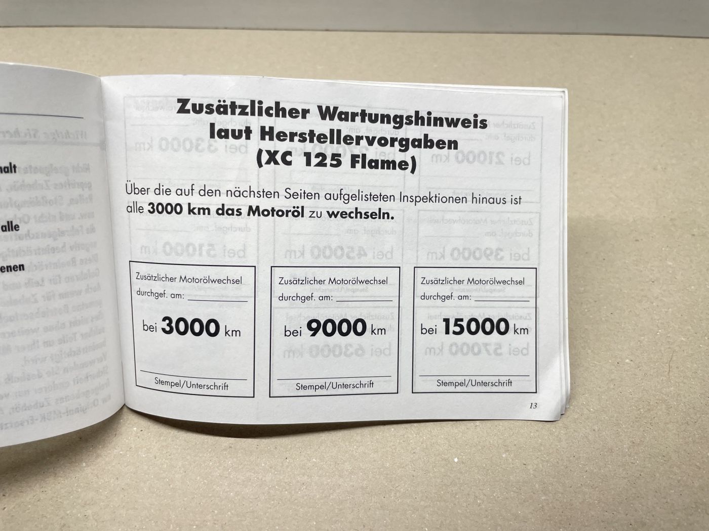 MBK XC 125 Flame   Service-Handbuch Gewährleistungsnachweis NEU (39-44R)