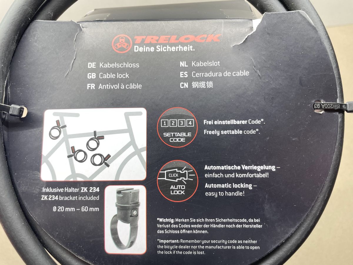 TRELOCK Kabelschloss KS 312 Code Schwarz 110cm  / Ø 12 mm Mofa Fahrrad (94-253)