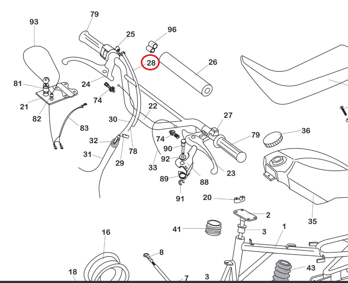 LEM Condor S6 / Cayman / Beetlebug - 2x Gaszug 0973800500US throttle cable (118-28)