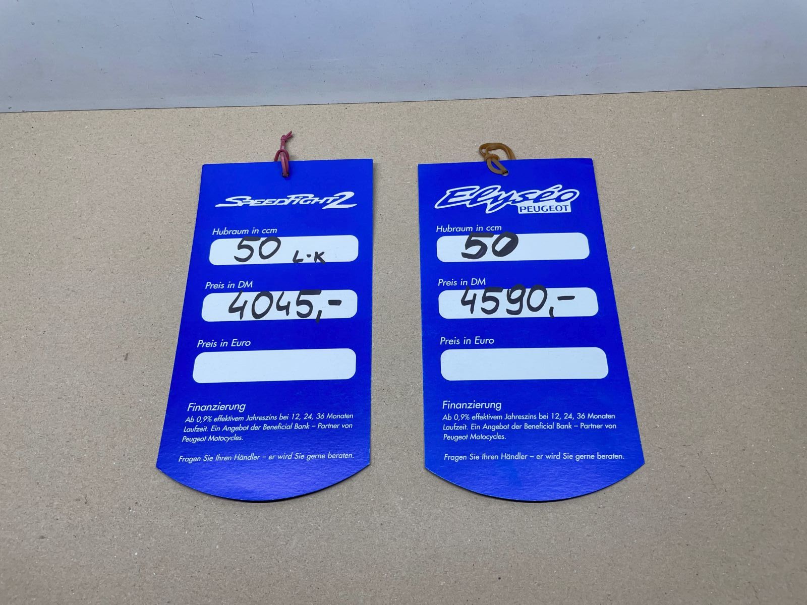 Peugeot Speedfight 2, Elyseo, Vivacity -  5x Verkaufsschilder Preisschilder Rar