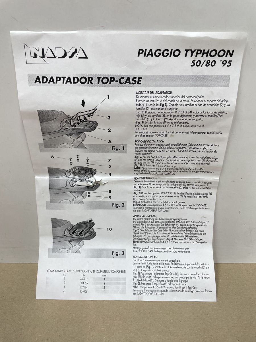 Piaggio TPH 50 80 - SHAD Halteplatte Topcaseträger Grundplatte Adapter (118-16)