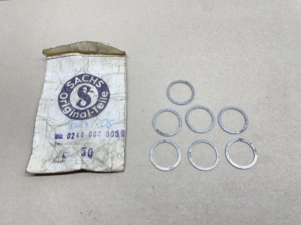7x Distanzscheibe 23,2 x 28 x 1 NOS Getriebe - Sachs 50/3, 50/4 Motor NOS (39-70R)