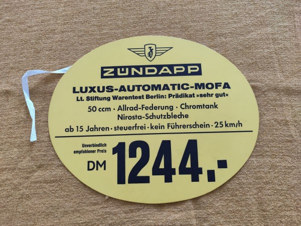 Zündapp Luxus Automatic Mofa - original Preisschild Rarität Selten ! -- (31)